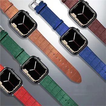 Кожаный ремешок для Apple watch band 45 мм/41 мм 44 мм 40 мм 49 мм 42 мм 38 мм ремешок для часов correa браслет iWatch ultra series 5 3 SE 6 7 8  5
