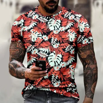 Мужская летняя повседневная футболка с круглым вырезом и коротким рукавом, Гавайская футболка с 3D принтом, Блузка, Топы, футболка  5