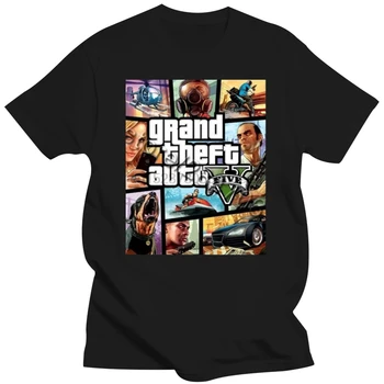 Дизайнерская футболка 2019 года, Мужская футболка Gta Grand Theft Auto V, Черная, С коротким рукавом, Уникальная футболка для подростков, Официальный мерч  4