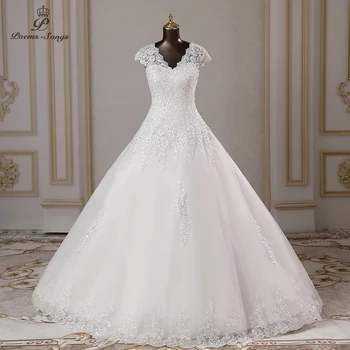 роскошное свадебное платье А-силуэта с коротким рукавом, свадебное платье robe de mariee, vestidos de novia, свадебное платье, платье для свадебной вечеринки  10