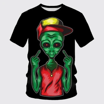Горячая распродажа, Мужская футболка с забавным Инопланетным 3D принтом, Мужская Футболка с короткими рукавами, Повседневная футболка в стиле Хип-хоп, Летняя Модная Мужская Уличная Одежда  3
