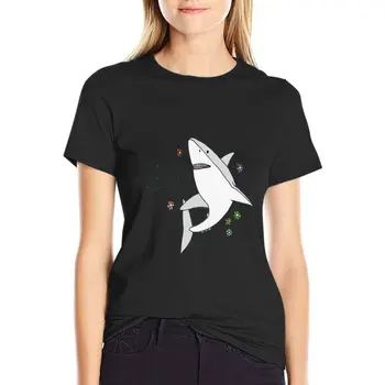 Футболка с изображением акулы-женоненавистника, одежда в стиле аниме, футболки в стиле вестерн для женщин  4
