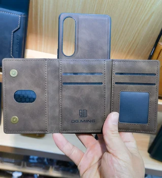 Съемный кожаный чехол-бумажник на магнитной основе для Sony Xperia 1 V /Xperia 10 V, съемная сумка для монет, карман для карт, крышка  5