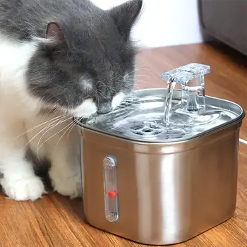 Фонтанчик для питья домашних животных 3 уровня регулируемой постоянной температуры Диспенсер для воды из нержавеющей стали для кошек и собак  5