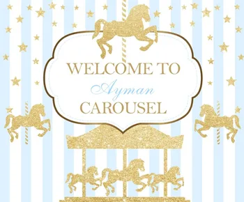 Изготовленный на заказ фон в синюю полоску Carousel Circus из полиэстеровой или виниловой ткани с высококачественной компьютерной печатью для фотографий на день рождения  5