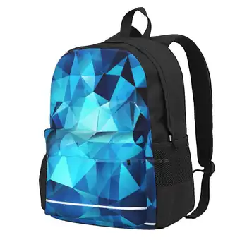 Синий полигональный дизайн, рюкзак для подростков, студентов колледжа, дорожные сумки для ноутбука, полигональный фон, синяя мозаика, хрустальное оригами  5