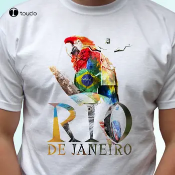 Рио-Де-Жанейро Белая футболка Parrot Tee Top Бразильский дизайн Мужская Женская детская футболка  1