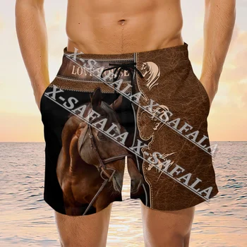 Шорты Для плавания Horse Animal Racing Wrangler для любителей лошадей, Летние шорты для пляжного отдыха, мужские плавательные штаны, спортивные полукомбинезоны-2  3