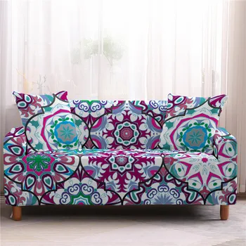 Эластичный чехол для дивана с рисунком Мандалы, Богемный принт, эластичные чехлы для диванов для гостиной, чехлы для угловых диванов L-образной формы  3