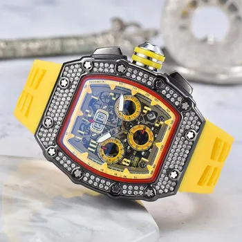 6-штекерн Алмаз РМ Автоматическая дата 2022 ограниченный выпуск мужские часы Топ люксовый бренд полная функция кварцевые часы силиконовый ремешок  5