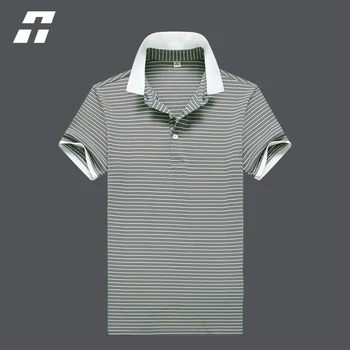 Полосатая деловая рубашка-поло для мужчин, Летние футболки-поло с коротким рукавом, мужские топы 2023, хлопковые рубашки-поло с отложным воротником, мужские рубашки-поло  0