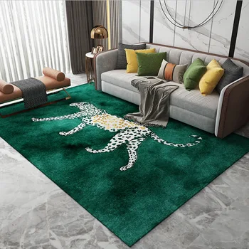 Домашний декоративный зеленый ковер с рисунком тигра и леопарда для гостиной, коврики для кухни, спальни, гостиной, дивана, напольного коврика Decoracion  3