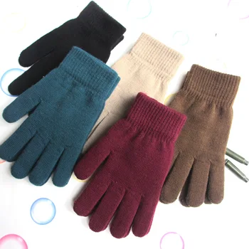 Зимние женские кашемировые вязаные перчатки осенние теплые для рук с утолщенной подкладкой, варежки с полными пальцами, лыжные короткие перчатки на запястье  5