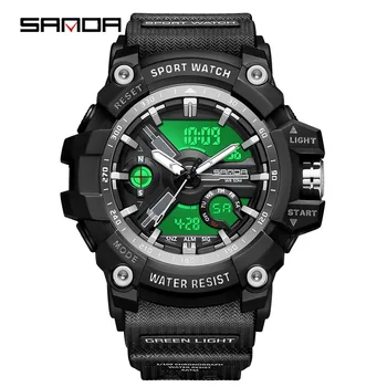 Мода Sanda 2023 Новые спортивные мужские часы Военные кварцевые часы Водонепроницаемые наручные часы для мужчин Часы Shock Relogios Masculino  5