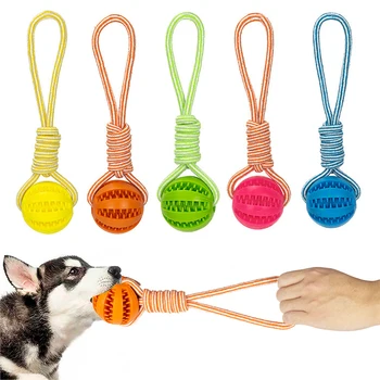 Игрушки для собак, шарики для угощения, интерактивная пеньковая веревка, резиновые шарики для маленьких собак, игрушки, устойчивые к жеванию, укусам, чистка зубов домашних животных  5