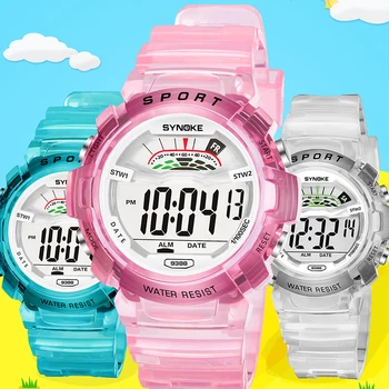 Большие/Маленькие Детские розовые Цифровые Часы Для Мальчиков И Девочек, студенческие водонепроницаемые Часы, Светодиодные Спортивные Детские Часы relojes  3