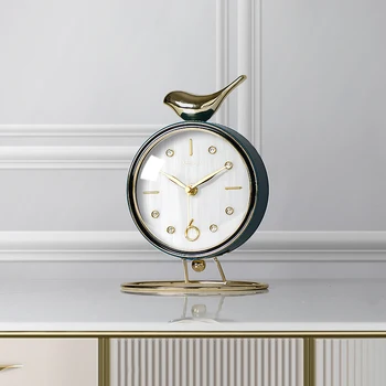 Часы для гостиной с изображением Скандинавской птицы, украшения для домашних настольных часов, Американские креативные настольные часы, Бесшумные Настольные часы  5