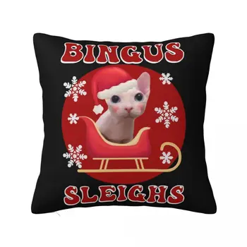 Рождественские наволочки Bingus, забавный чехол для подушки с котом, креативная декоративная наволочка на молнии для дома 40x40 см  10