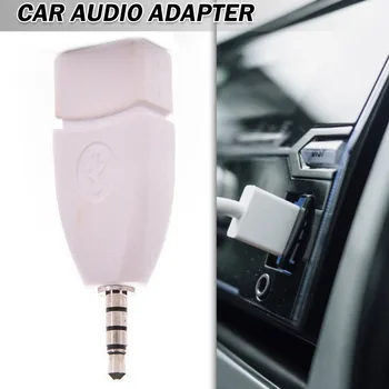 Mayitr, 1 шт. Белый Универсальный автомобильный аудиоконвертер, штекер-адаптер 3,5 мм, разъем AUX Audio, разъем для USB 2.0, женские адаптеры  4
