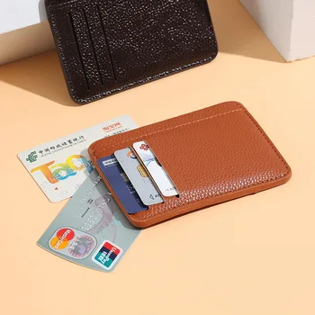 Женская мода PU мягкая мини ультратонкая кредитная карта банковская карта папка для хранения визитных карточек мужской и женский держатель для визитных карточек  5