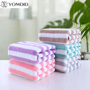 YOMDID Банное полотенце 35x75 см, домашний текстиль для взрослых из кораллового флиса в полоску, мягкое полотенце для ванной комнаты, для сауны и спа для девочек, впитывающее полотенце  5