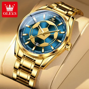 OLEVS Кварцевые Спортивные мужские наручные часы отличного качества, ремешок из нержавеющей стали, водонепроницаемые повседневные часы для мужчин, световой календарь 9949  5