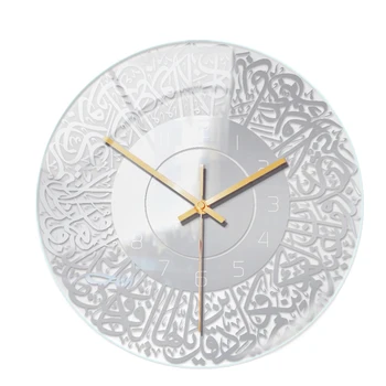 Исламские кварцевые Акриловые настенные часы с маятником, искусство украшения мусульманской гостиной, Подвесные настенные часы в помещении  3