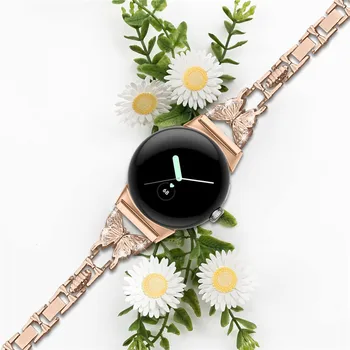 Блестящий Ремешок для Google Pixel Watch с Блестящей Модной Бабочкой, Ремешок из Цинкового Сплава для Pixel Watch, Элегантный Женский Браслет Correa  5