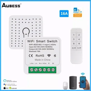 Aubess 16A Tuya Smart WiFi Switch Control Switch Mini Smart Breaker Поддержка Smart Life Control Alexa / Google Home/ Tmall Genie  0