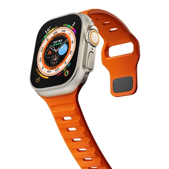 Качественный ремешок из фторкаучука для Apple Watch Band Ultra 2 49 мм 9 8 7 45 мм 42 мм 41 мм 40 мм 44 мм для iWatch серии 6 SE 5 4 correa  2