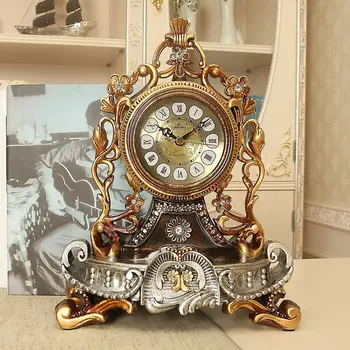 Настольные часы В европейском стиле Настольные часы в гостиной Немой прикроватный столик Креативные украшения Декоративные кварцевые часы  3