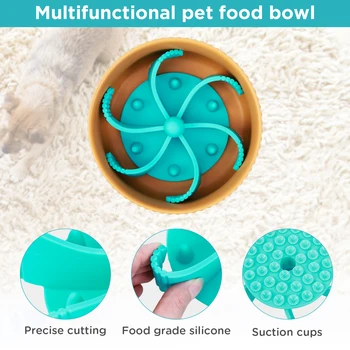 Миска для собак с медленным питанием, вставка для всасывания, интерактивный пазл-лабиринт для любителей быстрого питания  10