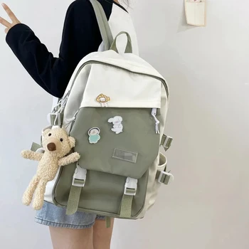 Новый женский рюкзак, Большие водонепроницаемые лоскутные рюкзаки для девочек-подростков, школьная сумка, Милая сумка для книг для учениц младших классов средней школы  5