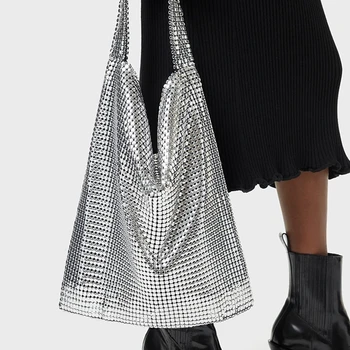 Модные женские сумки с блестками большой емкости, Роскошный дизайн, стразы, сумка-тоут, женская сумка через плечо из искусственной кожи, сумка для покупок  4