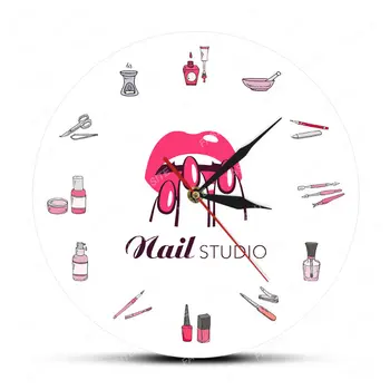 Nagellak Flessen en Accessoires Decoratieve Wandklok Schoonheidssalon Nail Studio Tools Kosmetiek Klok Muur Horloge Uurwerken  5