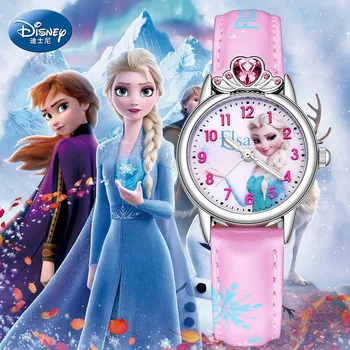 Disney Frozen Elsa Princess Детские мультяшные кварцевые наручные часы с рисунком девочки, блестящие граффити из Rhinstone, светящиеся водонепроницаемые студенческие часы  4