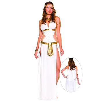 Белый сексуальный костюм египетской королевы Клеопатры для женщин, косплей на Хэллоуин, костюмы греческой богини для взрослых, длинное платье  0