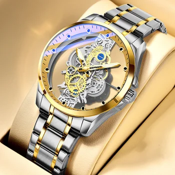 НОВЫЕ Модные Прозрачные мужские часы в стиле панк, лучший бренд класса Люкс, кварцевые часы из нержавеющей стали, Спортивные мужские часы, Водонепроницаемые наручные часы  10