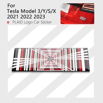 Автомобильная Наклейка С Клетчатым Логотипом 2023 Для Tesla Model 3 Y S X Аксессуары 2022 Наклейки Tail Tag Сетка Автомобиля Металлическая Буква Tail Tag Наклейка  5