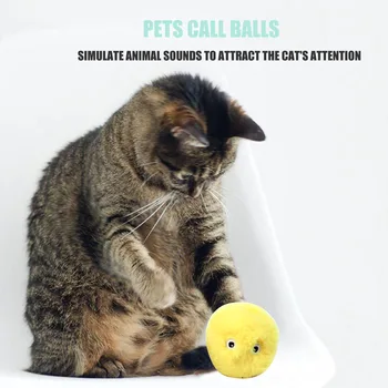 Электрические игрушечные шарики для кошек Имитируют крик животного, шарики для саморазвития кошек, интересные автоматические шарики для кошек, интерактивные игровые аксессуары для кошек  10