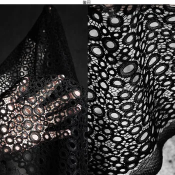 Черное кружево неправильной формы из сетчатой ткани С вырезами Одежда Платье Брюки Куртка Шаль Дизайнерский материал для шитья Ткань оптом  4