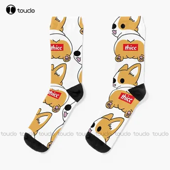 Новые носки Thicc Corgi Butt Socks Носки для софтбола Персонализированные Носки для взрослых унисекс на заказ Популярные Праздничные подарки Носки для подростков  5