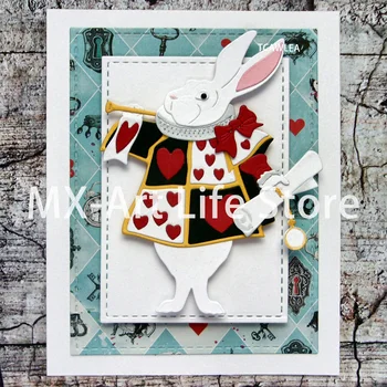 Новая кукла-кролик на День Святого Валентина, металлические режущие штампы, трафарет для тиснения кролика для DIY, декоративный фотоальбом для скрапбукинга  5