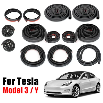 Для Tesla Модель 3 Y Комплект Прокладок Для Уплотнения Дверей Автомобиля Звукоизоляционная Резиновая Уплотнительная Прокладка Из EPDM Для Капота Приборной панели Автомобиля A B Комплект Уплотнений Стойки  5