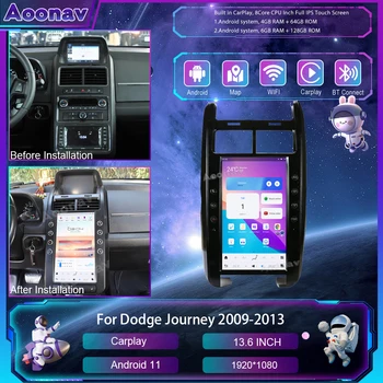 13,6-дюймовая автомобильная стереосистема Android для Dodge Journey 2009-2013 Мультимедиа GPS Навигация Tesla Сенсорный экран Carplay Player Головное устройство  10