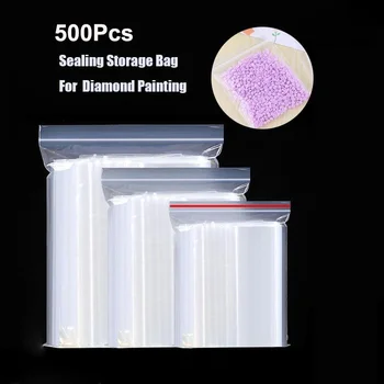 500шт Закрывающийся Пластиковый Самоуплотняющийся пакет для алмазной живописи DIY Сумка для хранения камней из бисера Инструменты для алмазной вышивки Аксессуары  0