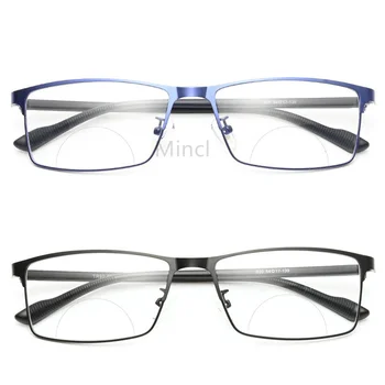 Мужские бифокальные очки для чтения с защитой от синего света, стильные деловые квадратные очки для чтения с защитой от бликов FML  5