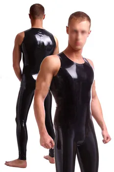 новые модные мужские сексуальные черные латексные колготки, фетишистский резиновый комбинезон без рукавов без молнии  10