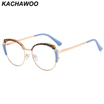 Женские круглые очки Kachawoo, блокирующие синий свет, tr90, металлическая оправа для очков 
