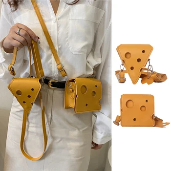 Крошечная модная женская сумка через плечо в форме сыра, желтые сумки подмышками из искусственной кожи для девочек, Женская высококачественная милая сумочка-портмоне  5